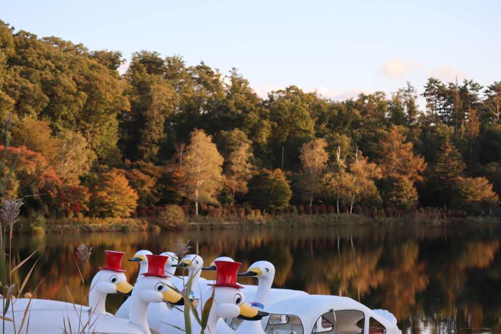 Autumn views of Lake Tateshina.